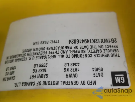 2004 Chevrolet Monte Carlo Ss z USA, uszkodzony, nr VIN 2G1WX12K149416024